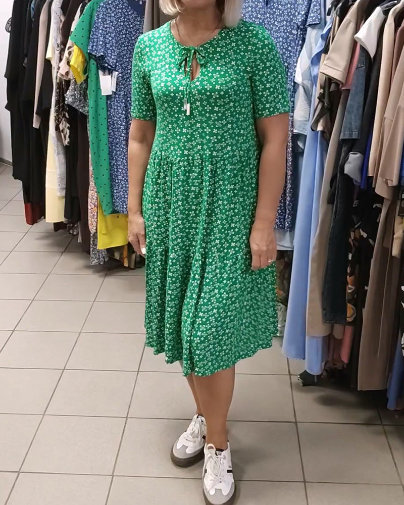 Floral Print Tie Front Dress