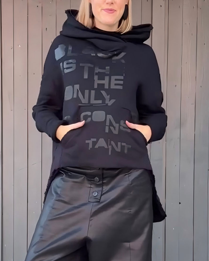 Letter Print Loose Long Sleeve Pullover Hoodie