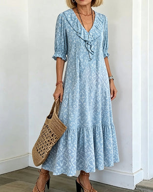 V-Neck Ruffle Dress
