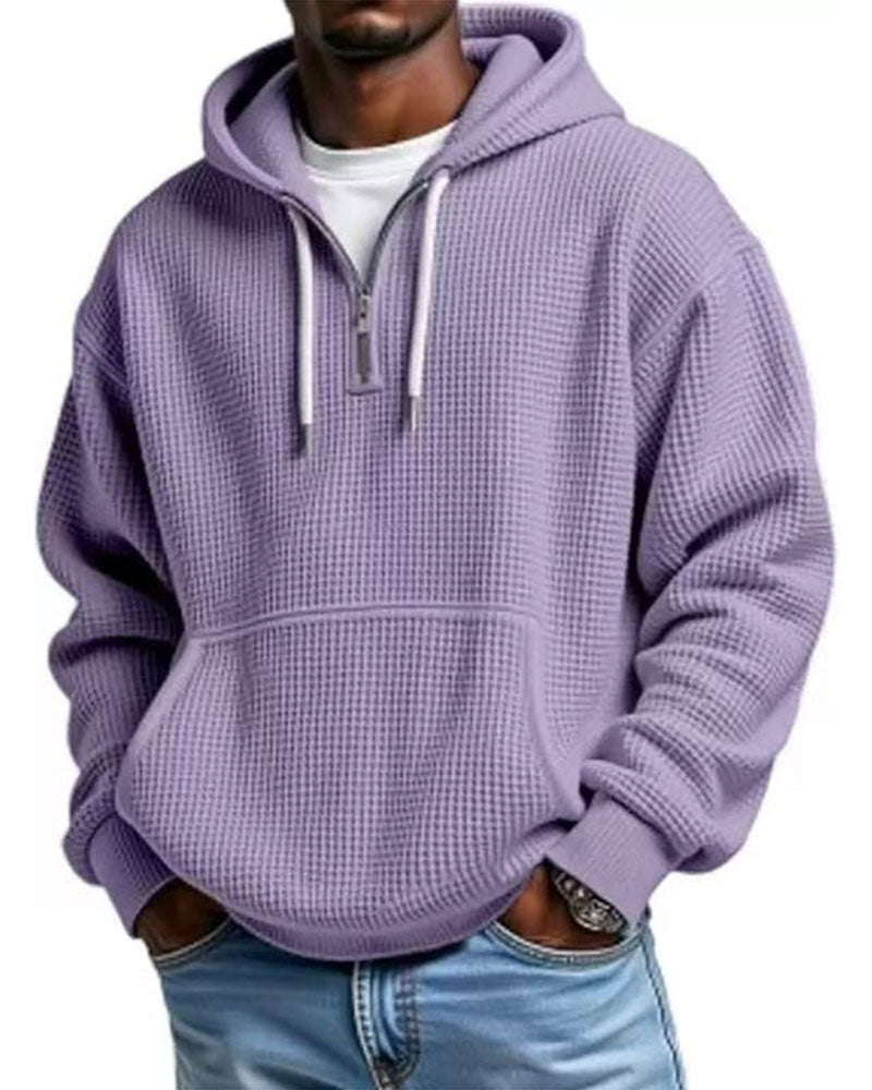 Men's Solid Zip Pullover Hoodie