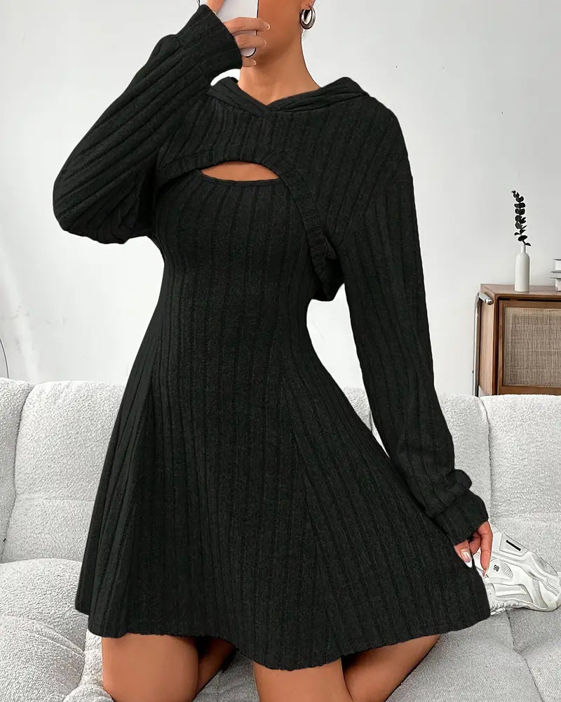 Hoodie Top Tank Dress Two-Piece Set