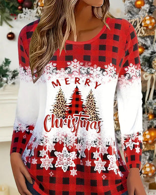 Plaid Christmas Print Top
