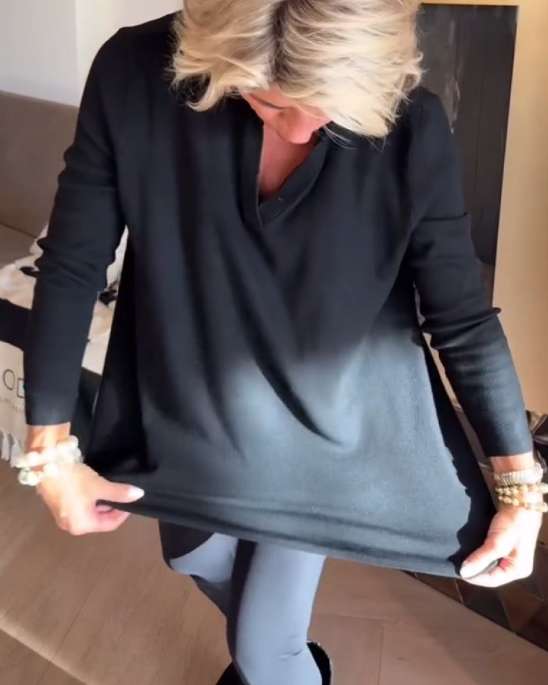 Irregular Lapel Long-Sleeved Top