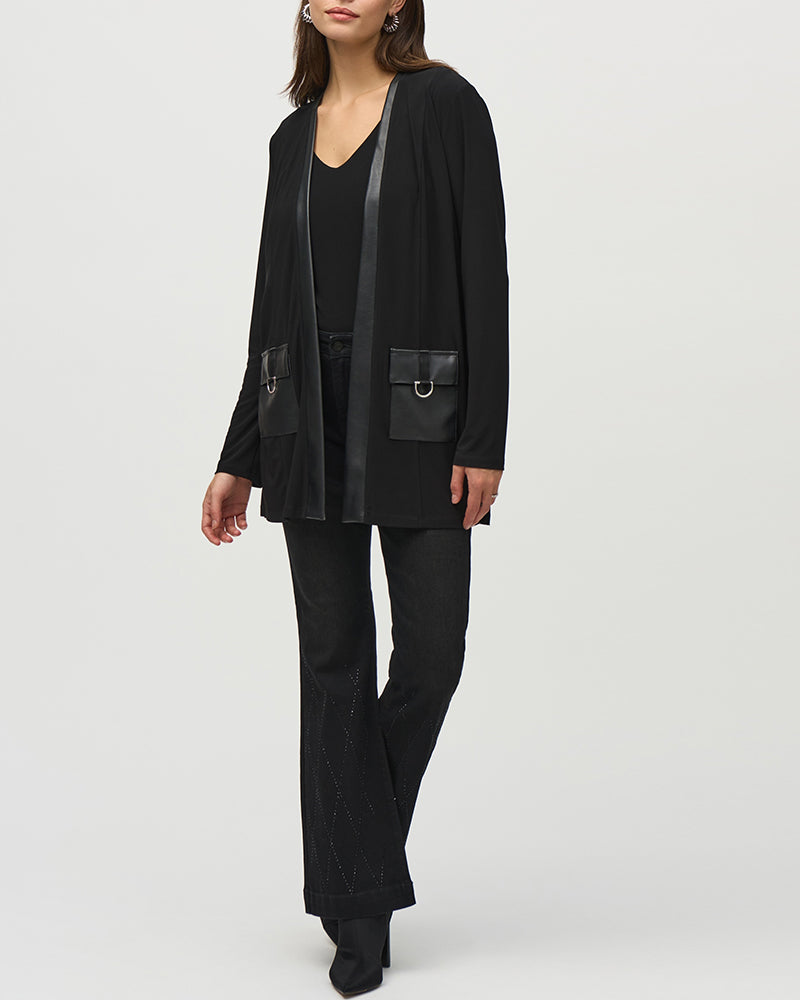 Fashion solid color patchwork pocket coat