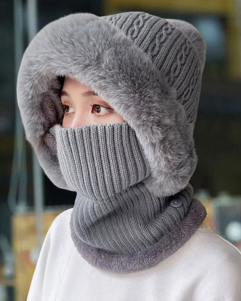 All-in-One Knitted Hat and Scarf