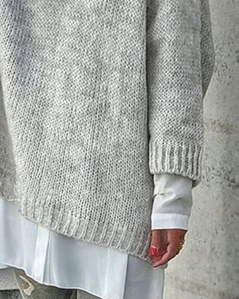 V-Ausschnitt Locker Pullover