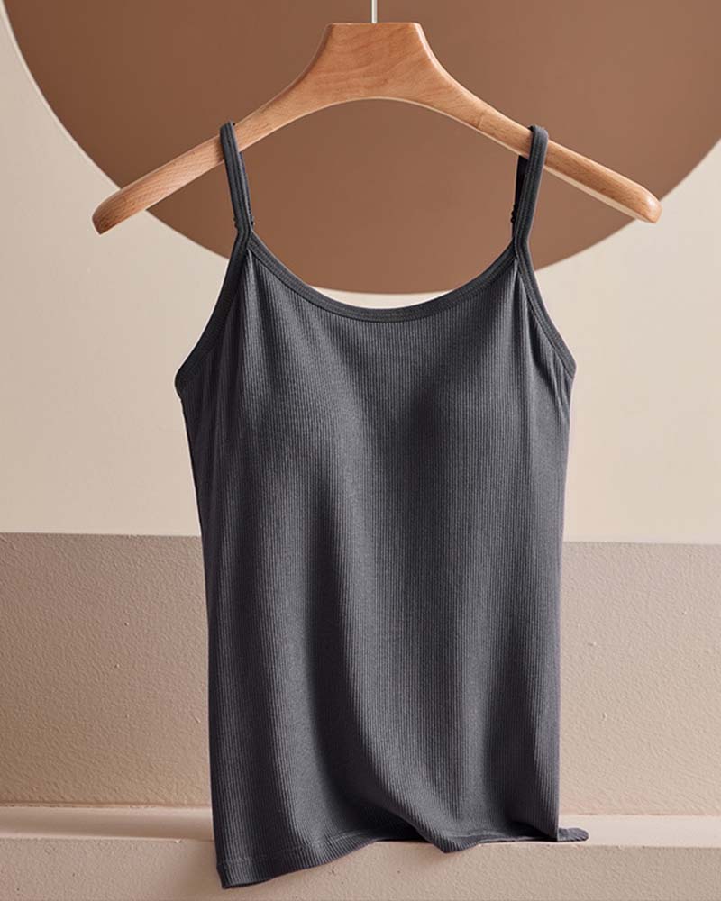 Ribbed Built-in Bra Cami Top