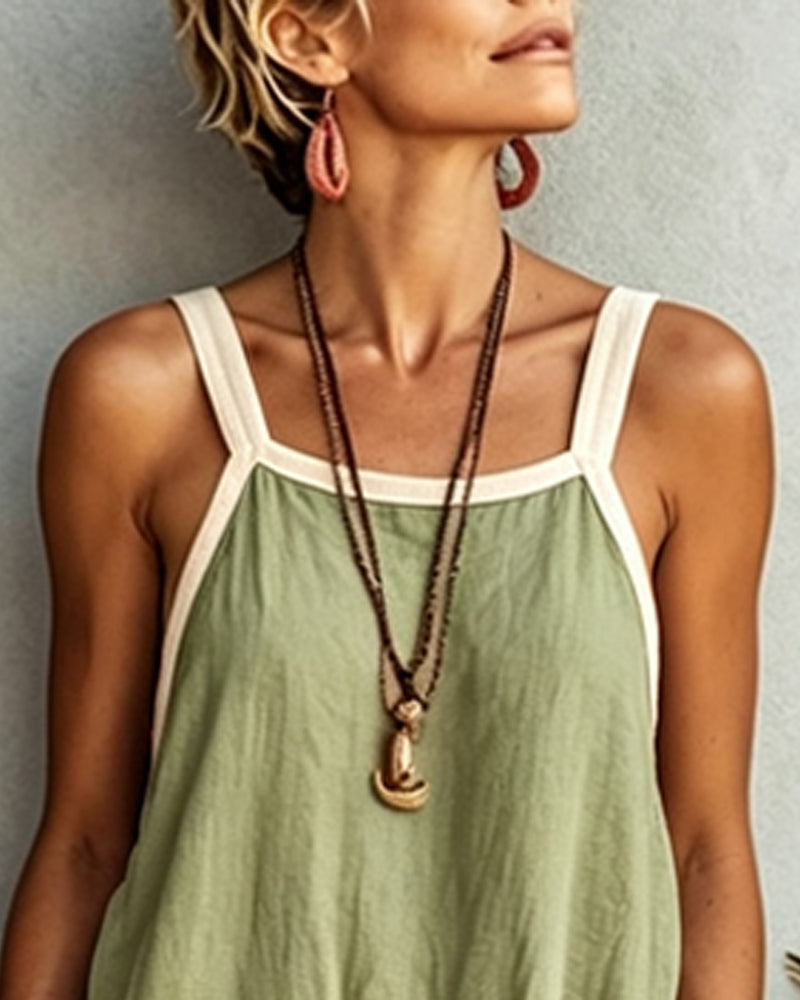 Color-Blocked Pocket Jumpsuit