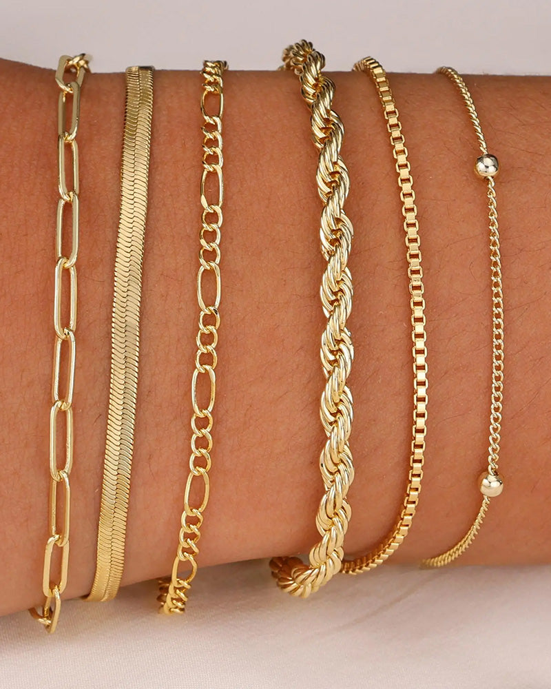 Fashion Slim Stackable Cuban Link Bracelet Set