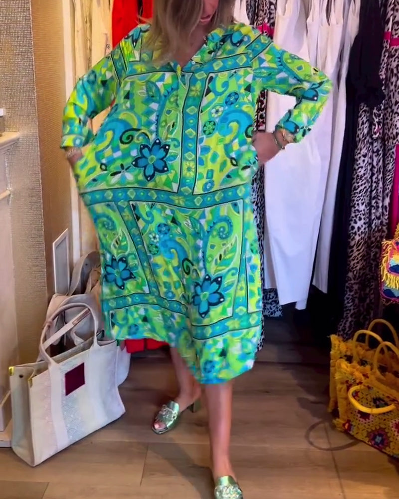 Loose printed pocket dress