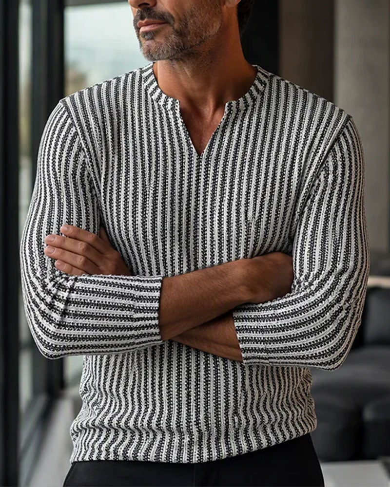 Striped Three-Quarter Sleeve Men's Top