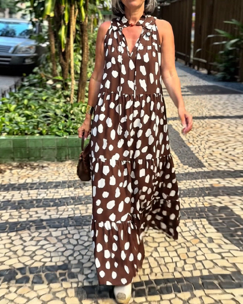 Vacation-Style Sleeveless Print Dress