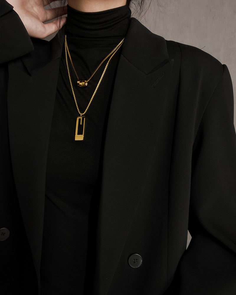 Double long necklace in titanium steel