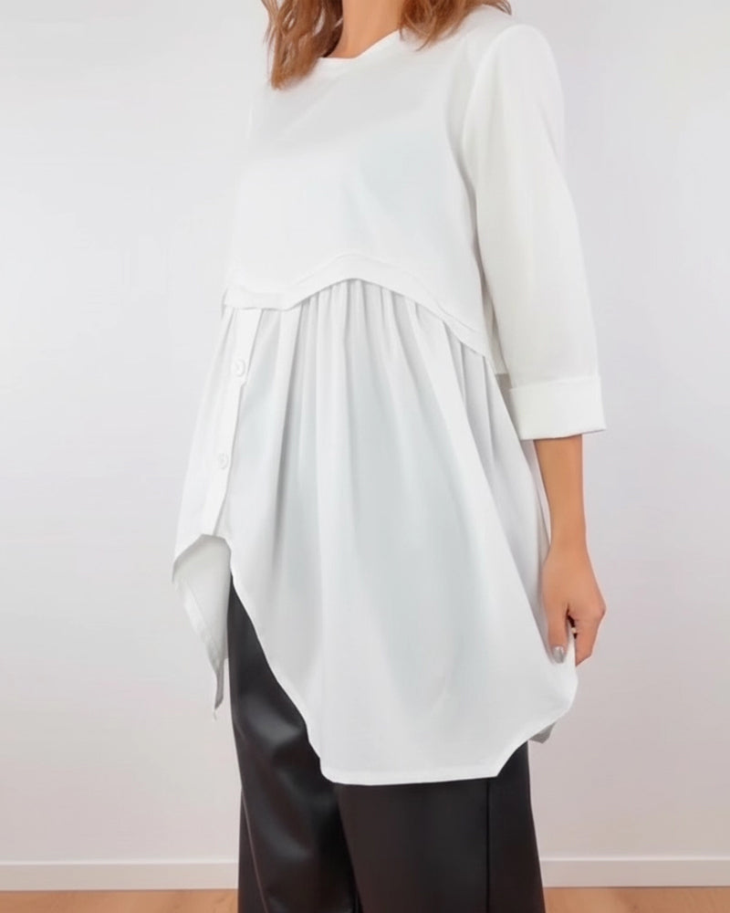 Irregular A-Line Pleated Blouse