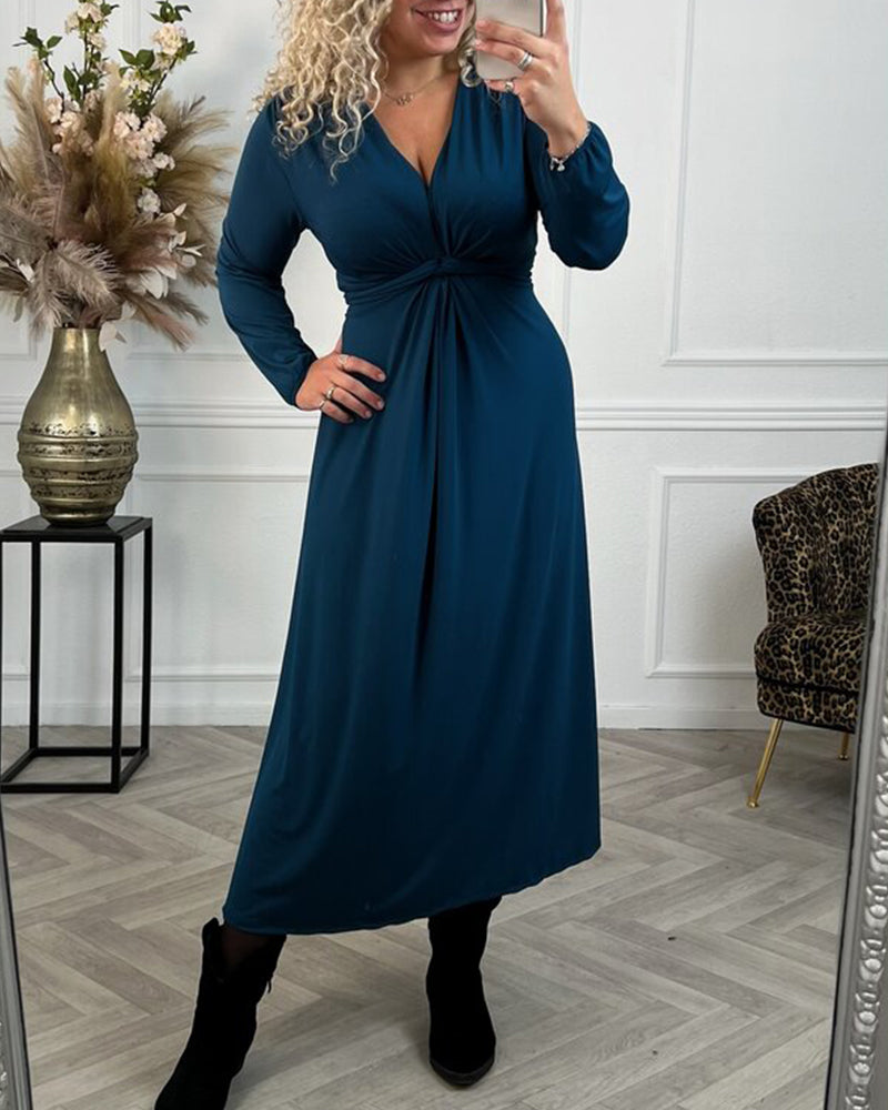 Sexy solid color Long Sleeve Dress