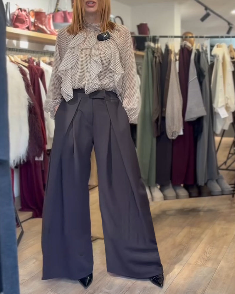 High Waist Suit Wide Leg Pants