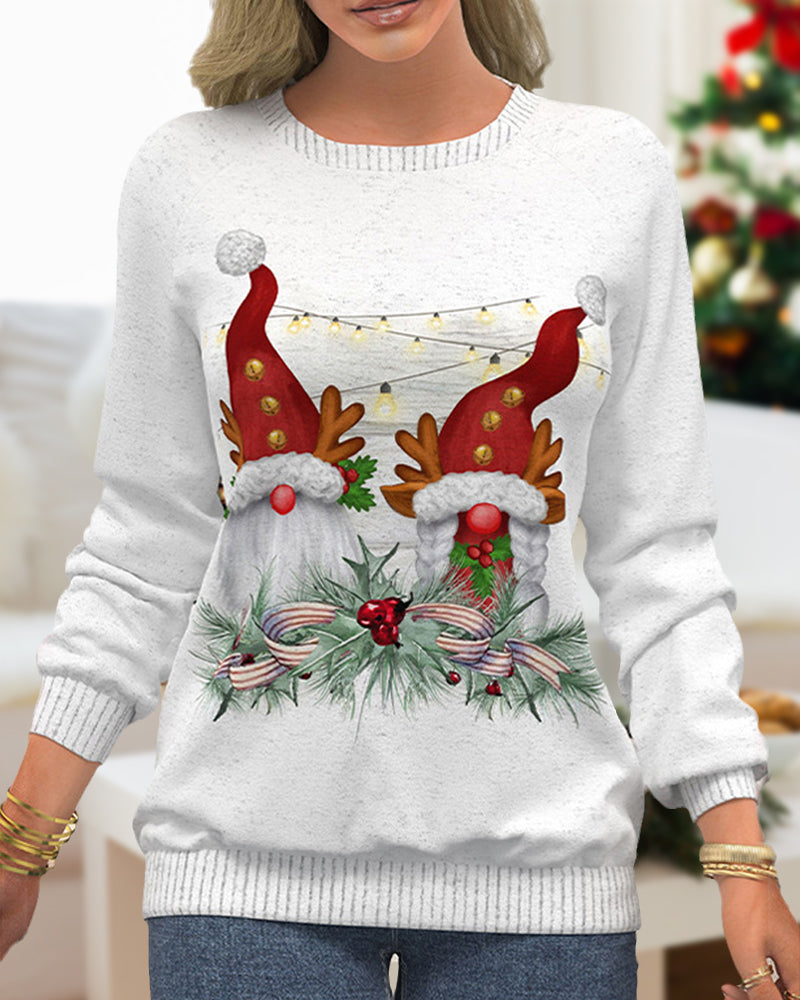 Christmas sweater with snowflake print and raglan sleeves