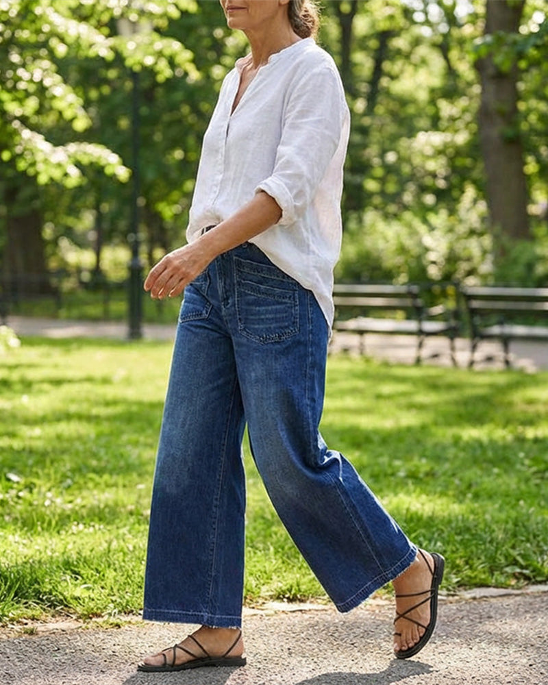 Women's Casual High-Rise Wide-Leg Pant