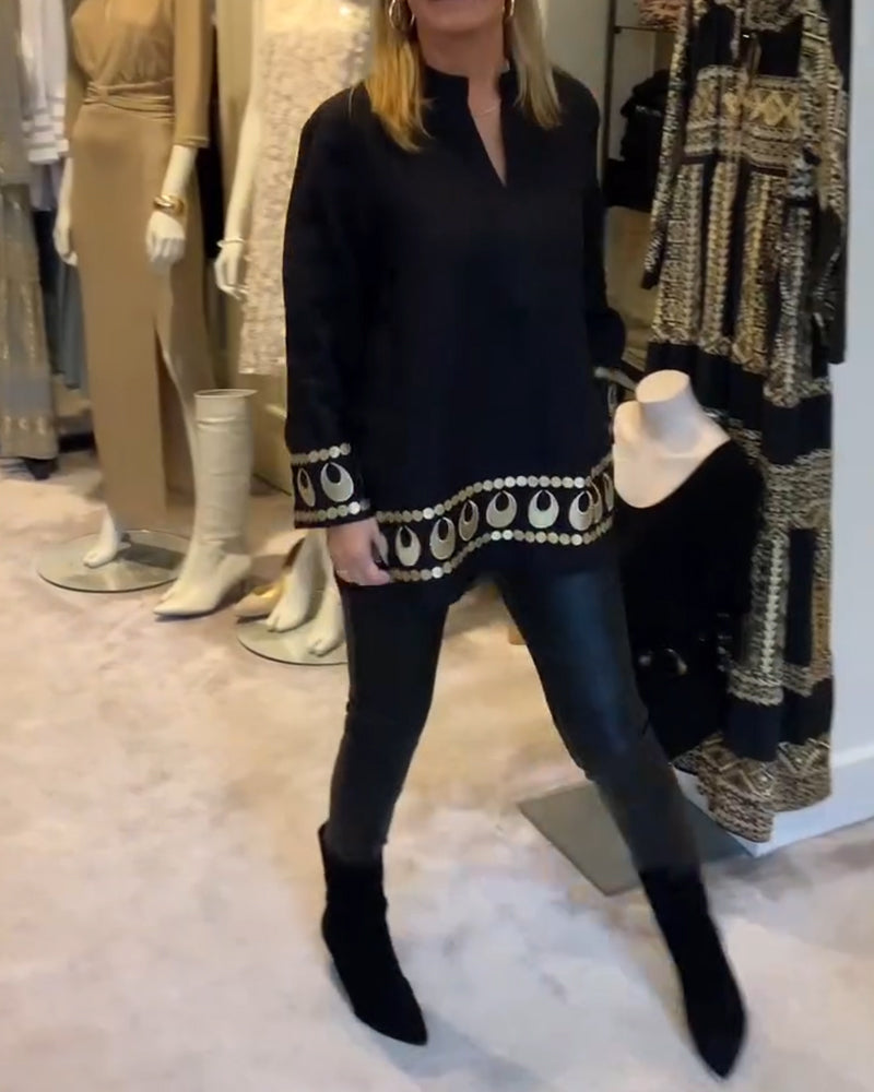 Positioned Printed Loose Blouse