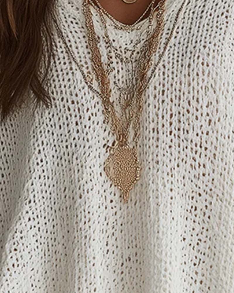 V-Neck Batwing Loose Pullover