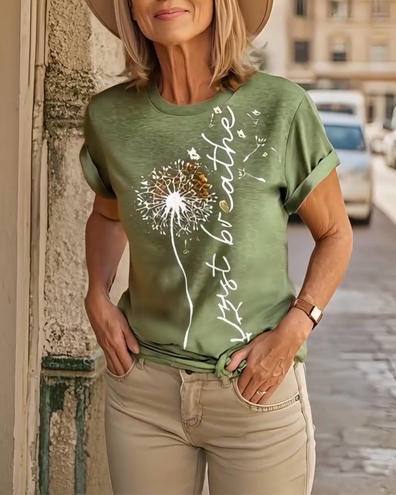 Dandelion Print Short - Sleeve T - Shirt