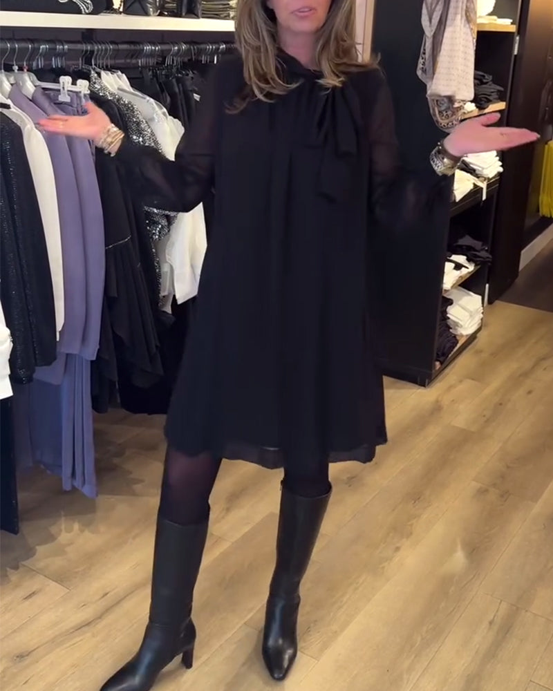 Solid color fashionable long sleeve dress