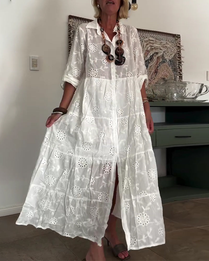 Elegant Hollow Flower Dress