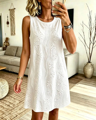 Crew Neck Sleeveless Casual Dress