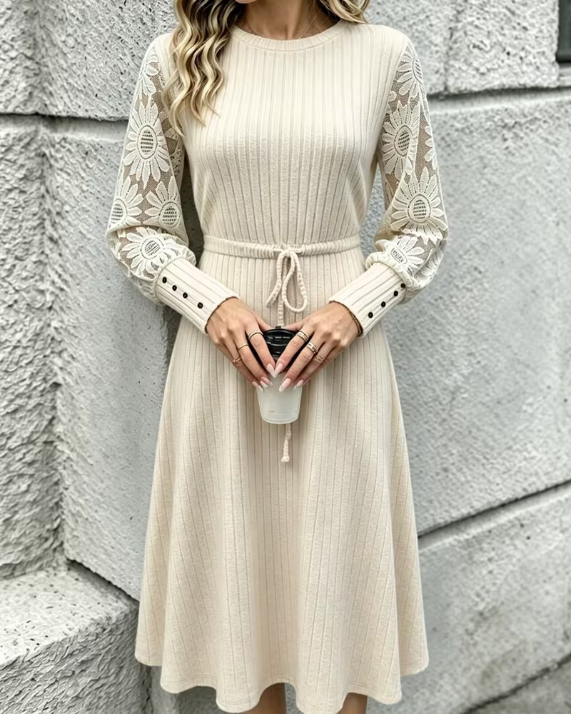 Crew Neck Tie Fashion Dress