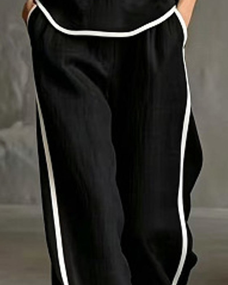 Sleeveless Black Trim Color Block Set