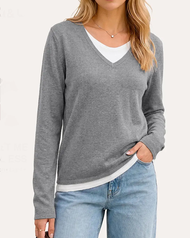 Casual Faux Two-Piece Pullover