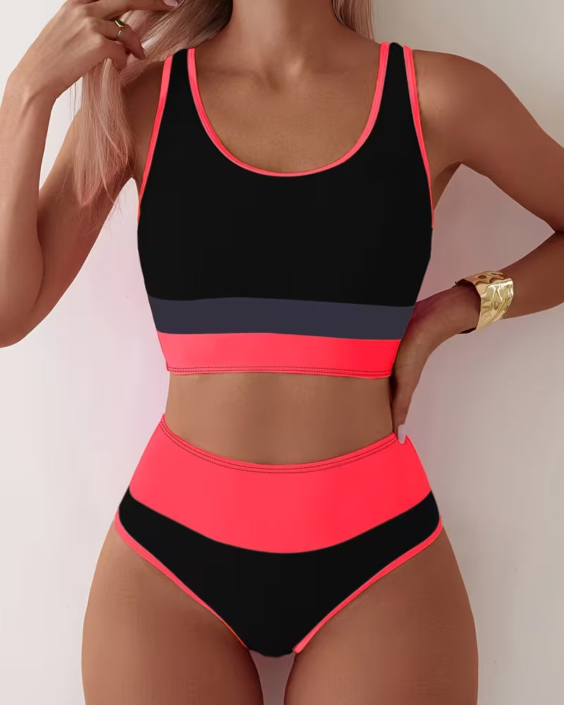 Sports Bra Style Contrast Bikini