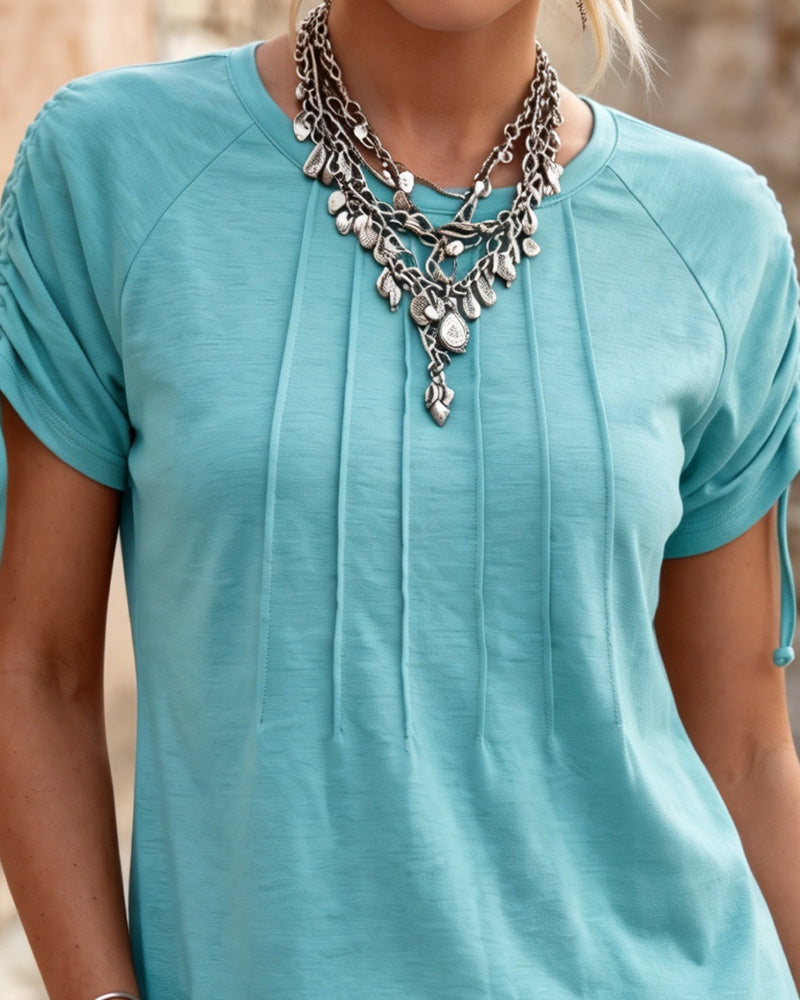 Shirred Tie Short Sleeve T-Shirt