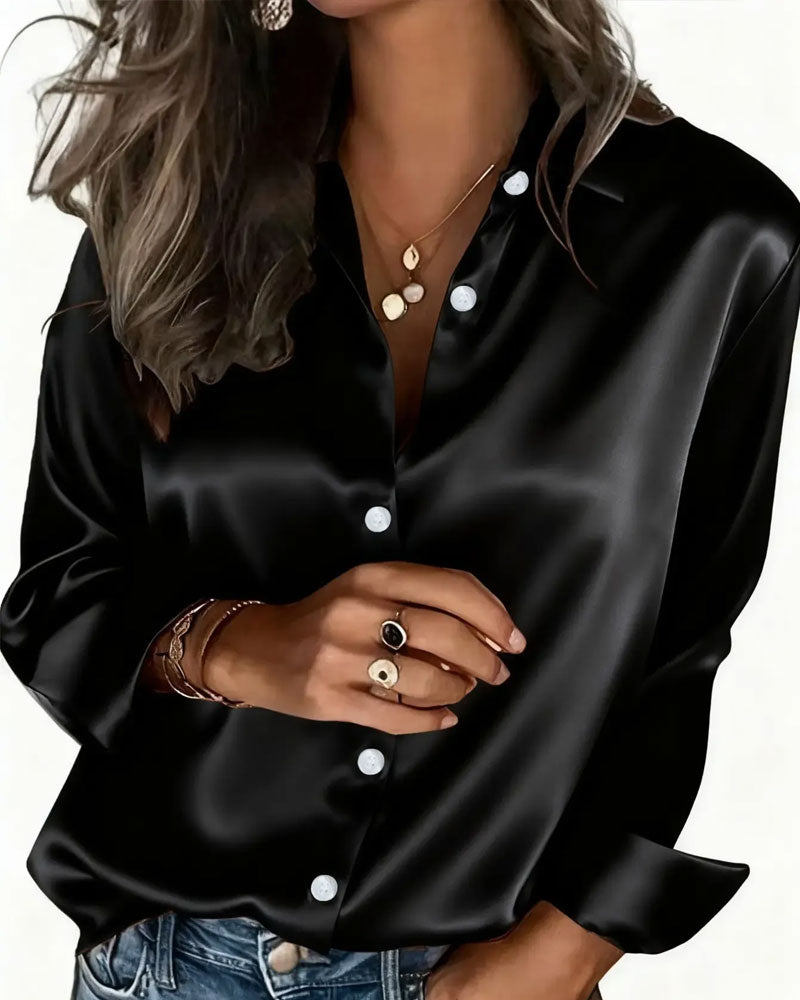 Lapel Draped Long Sleeve Casual Shirt