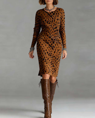 Round Neck Fashion Leopard Print Dress