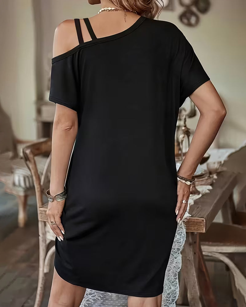 Off-Shoulder Mock Two-Piece Dress