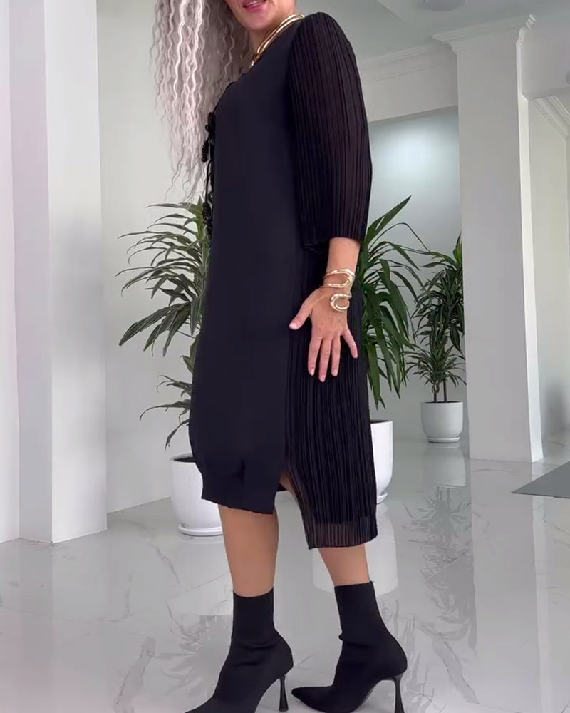 Solid color slit casual dress