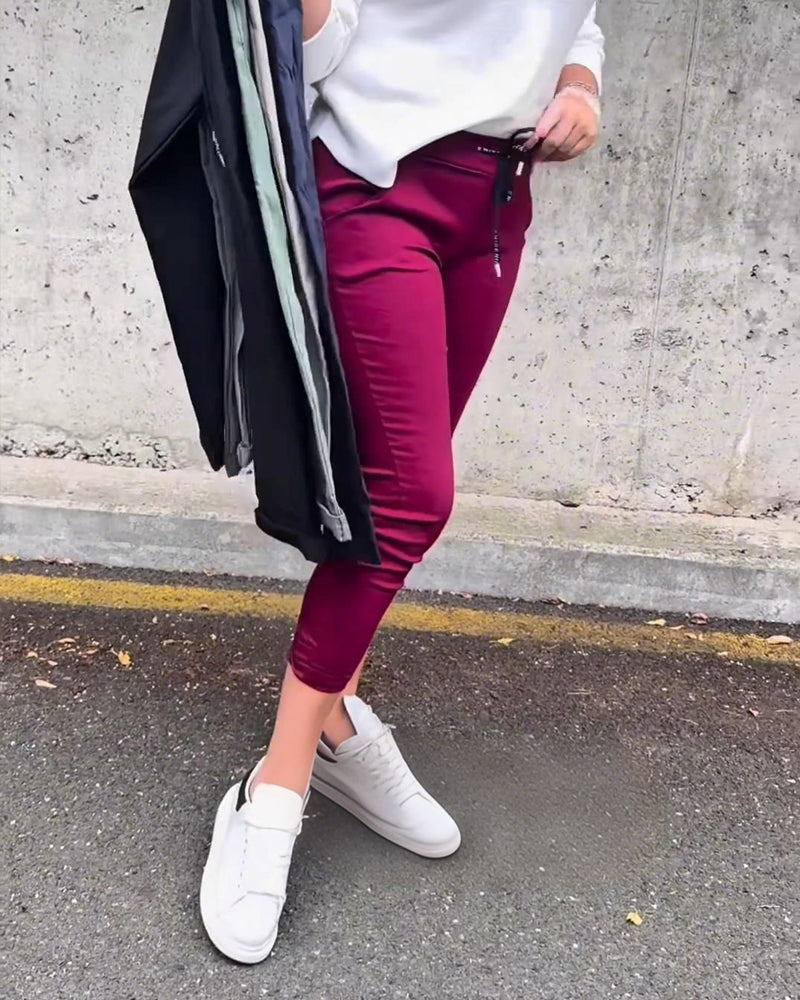 Elastic Drawstring Pencil Pants