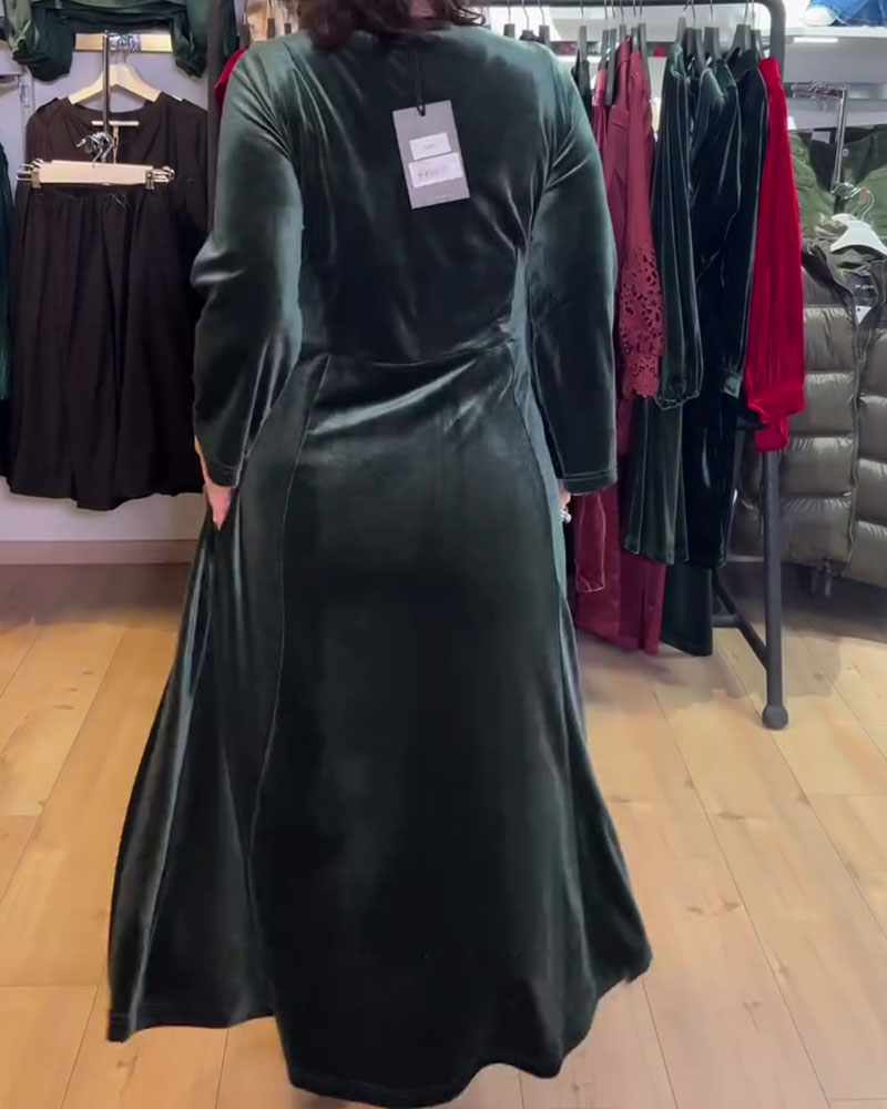 V-Neck Velvet Maxi Dress