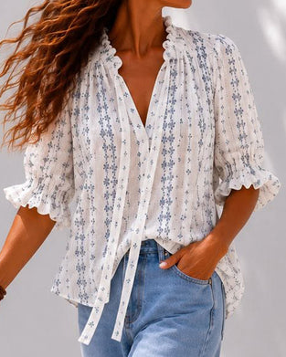 Small Floral Ruffle Blouse