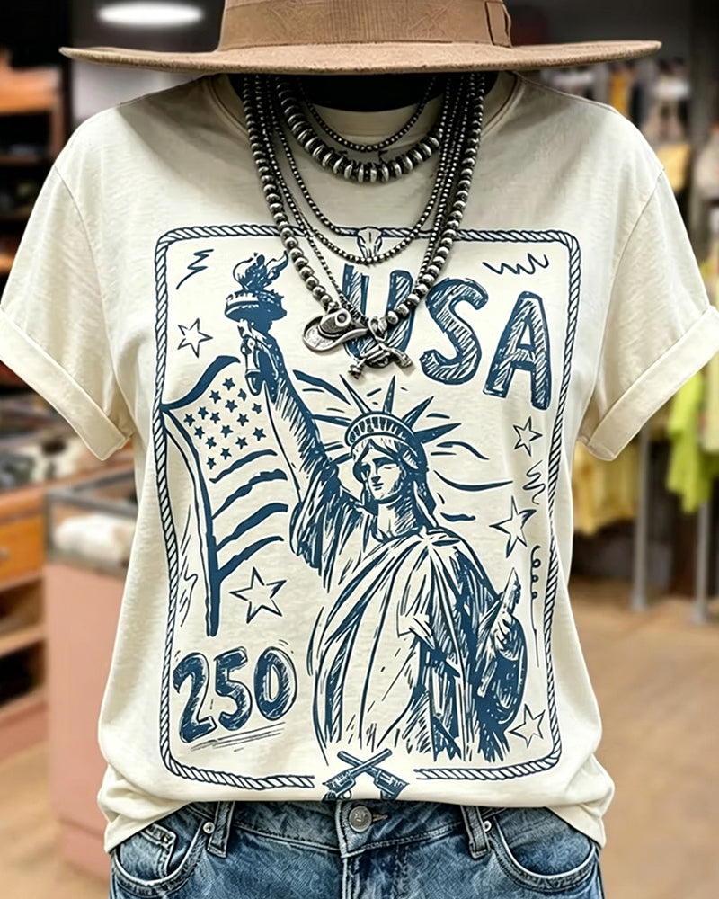 Retro-Print Loose-Fit Short-Sleeve T-Shirt