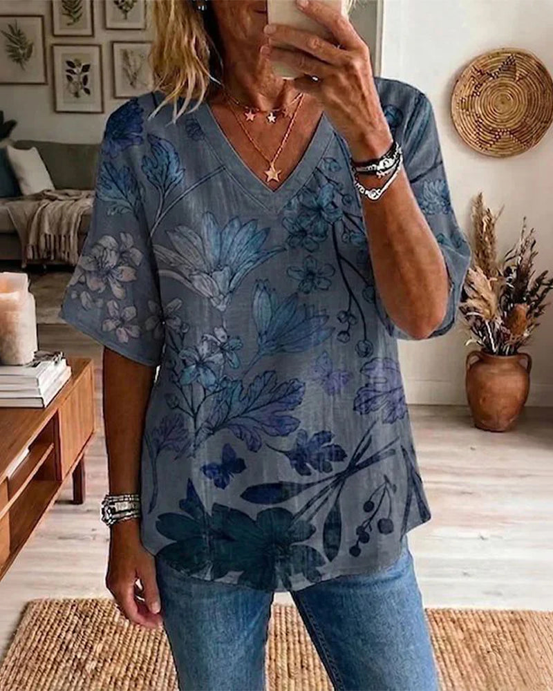 V-Neck Half Sleeve Blouse