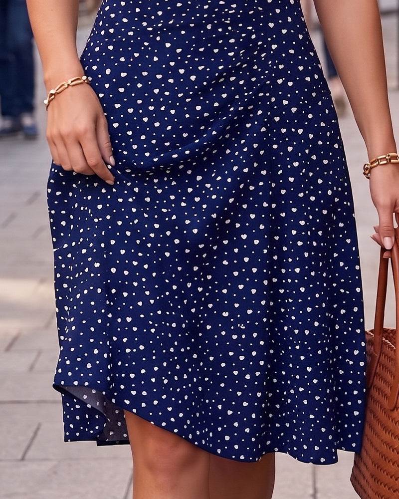 Round Neck Sleeveless Print A-Line Dress