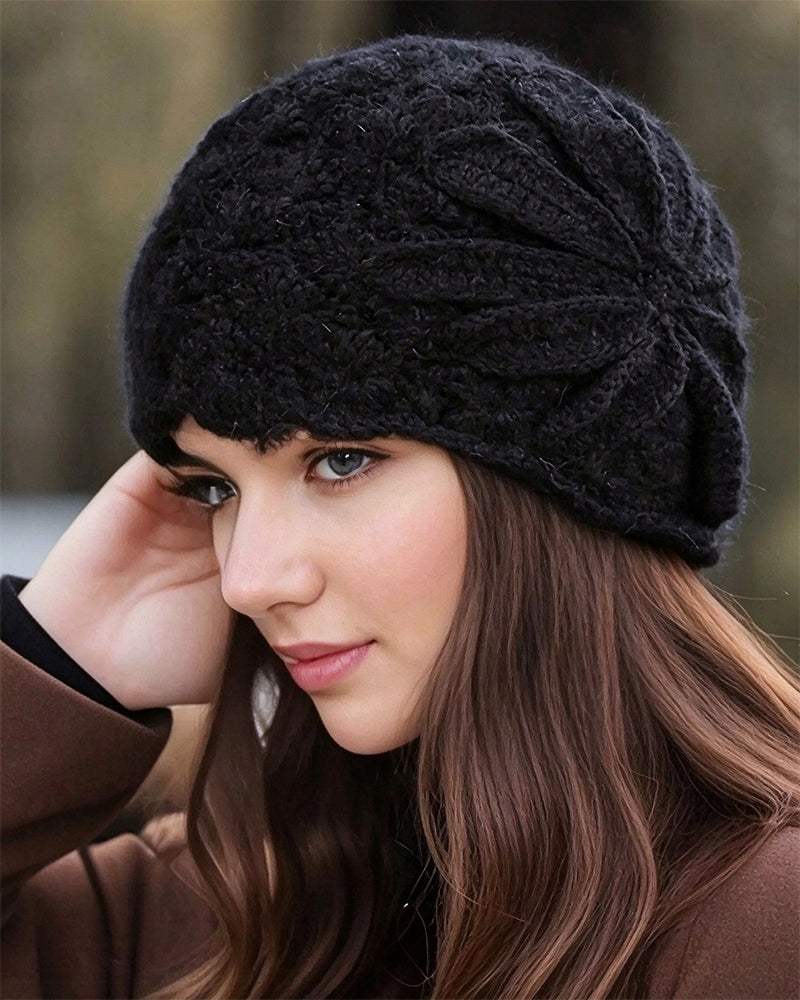 Handmade Crochet Floral Knit Beanie