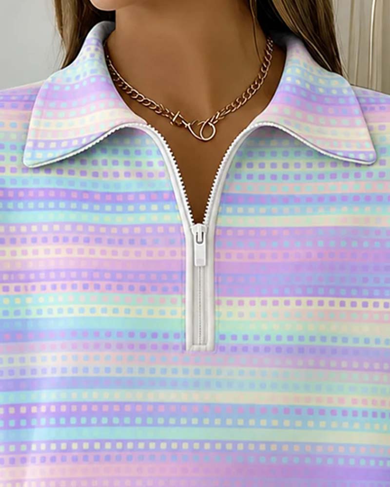 Lapel Long Sleeve Sweatshirt