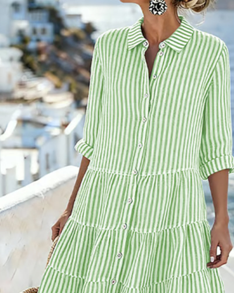 Vertical Striped Shirt Dress