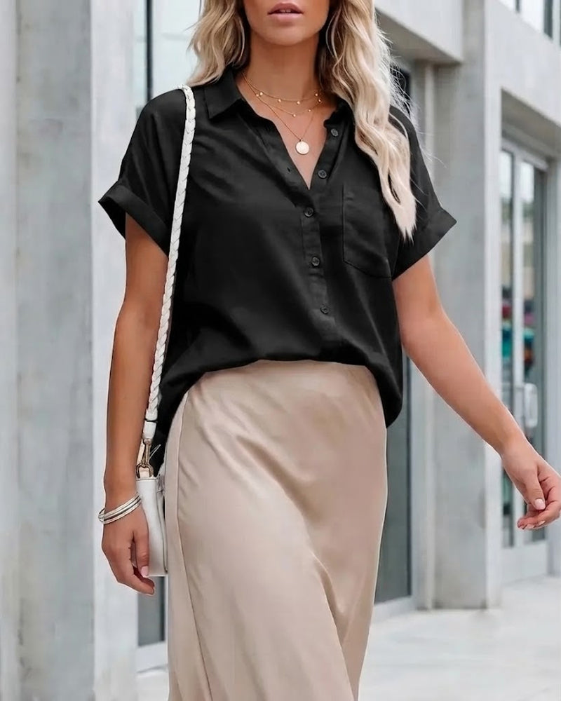 Collared Casual Short-Sleeve Shirt