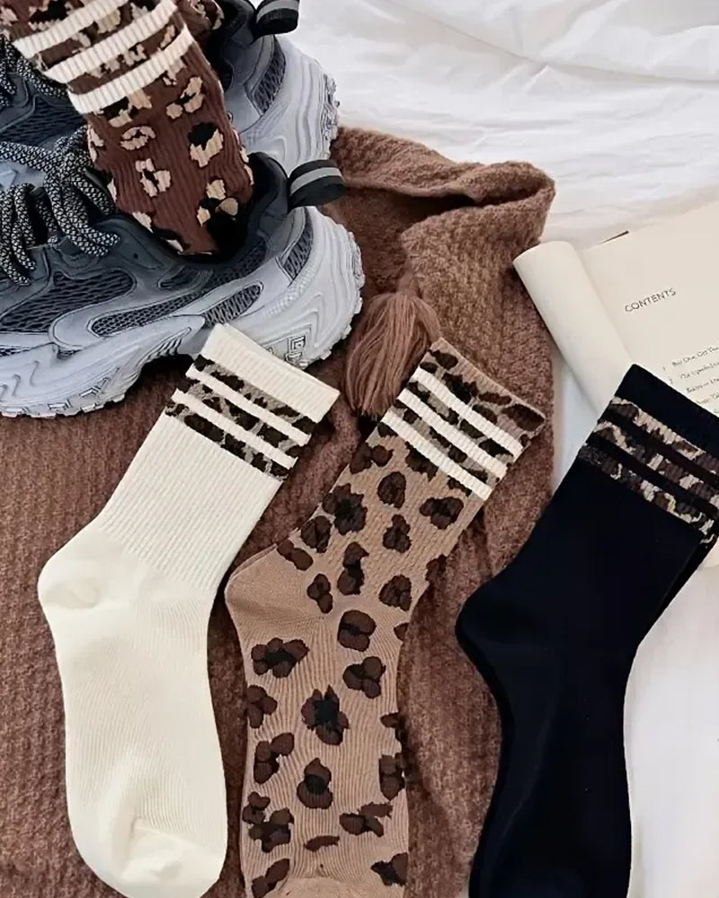 Leopard Print Knee-High Socks