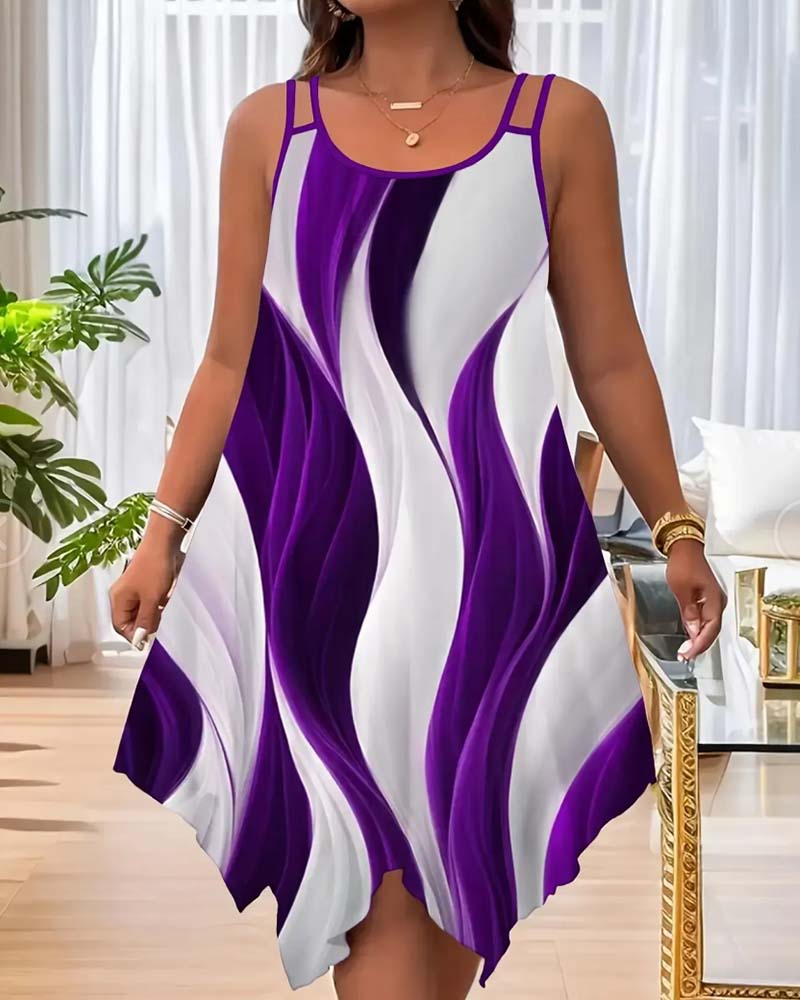 Color-Block Wavy Camisole Dress