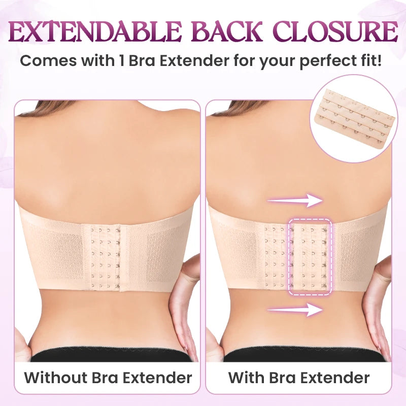 Non-Slip Comfort Strapless Push-Up Bra with Front Buckle